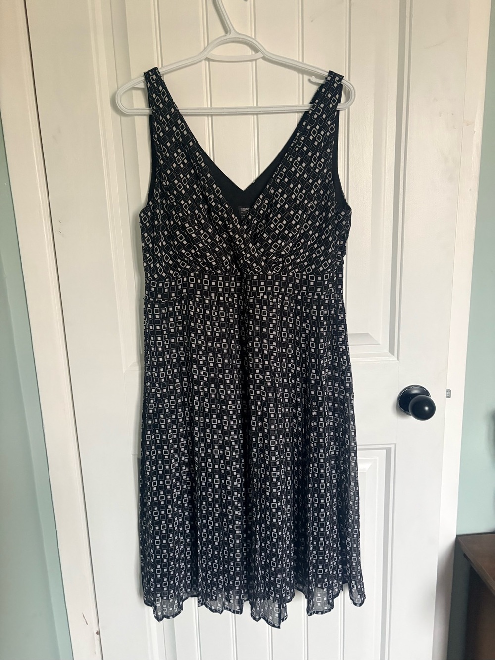 Esprit Geometric Print Dress Size 12 | Modern Minimalist Everyday Sleeveless - Picture 2 of 7